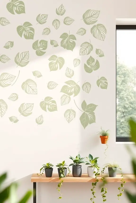 stenciled leaf wall art
