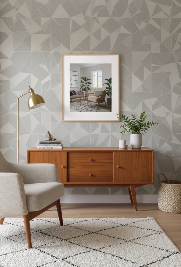 stenciled ombre geometric accent