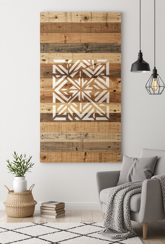stenciled reclaimed pallet wallart