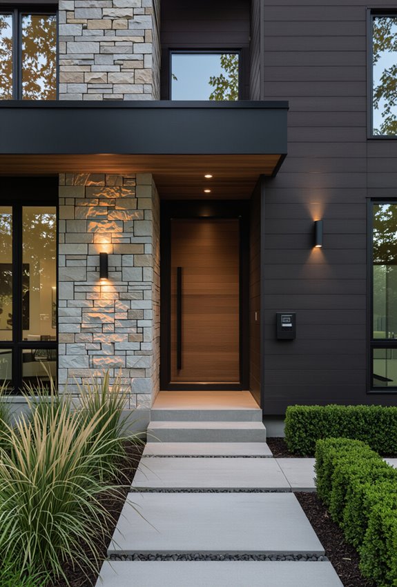 stone and siding harmonious facade