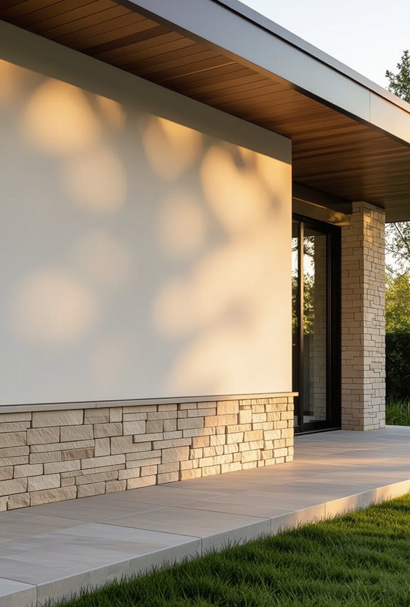 stone plinth smooth stucco