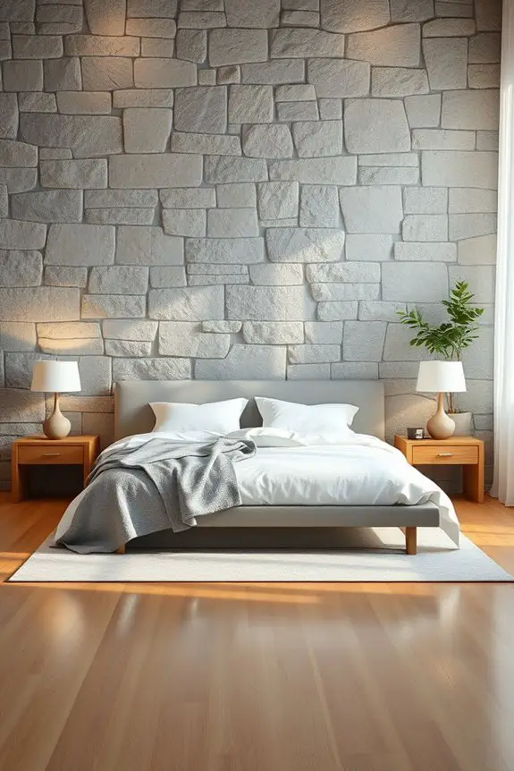 stone wall bedroom elegance
