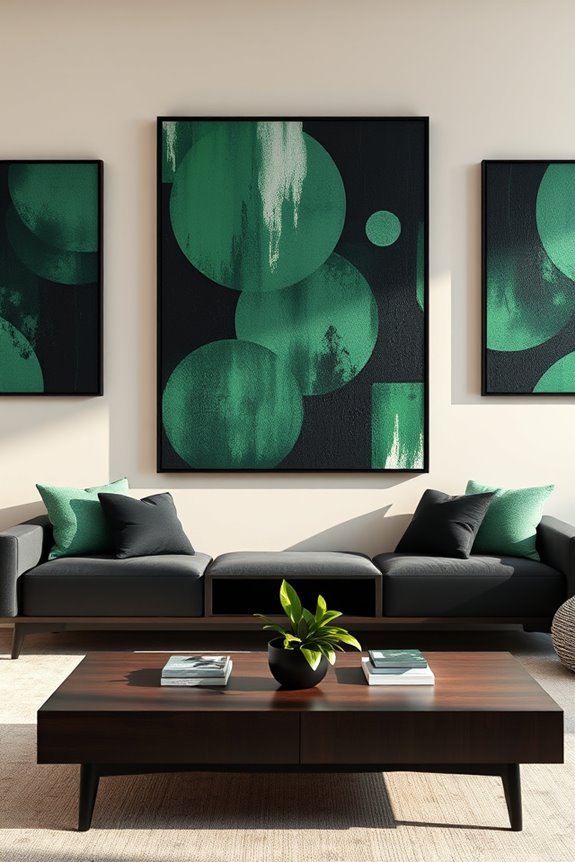 striking black and green decor
