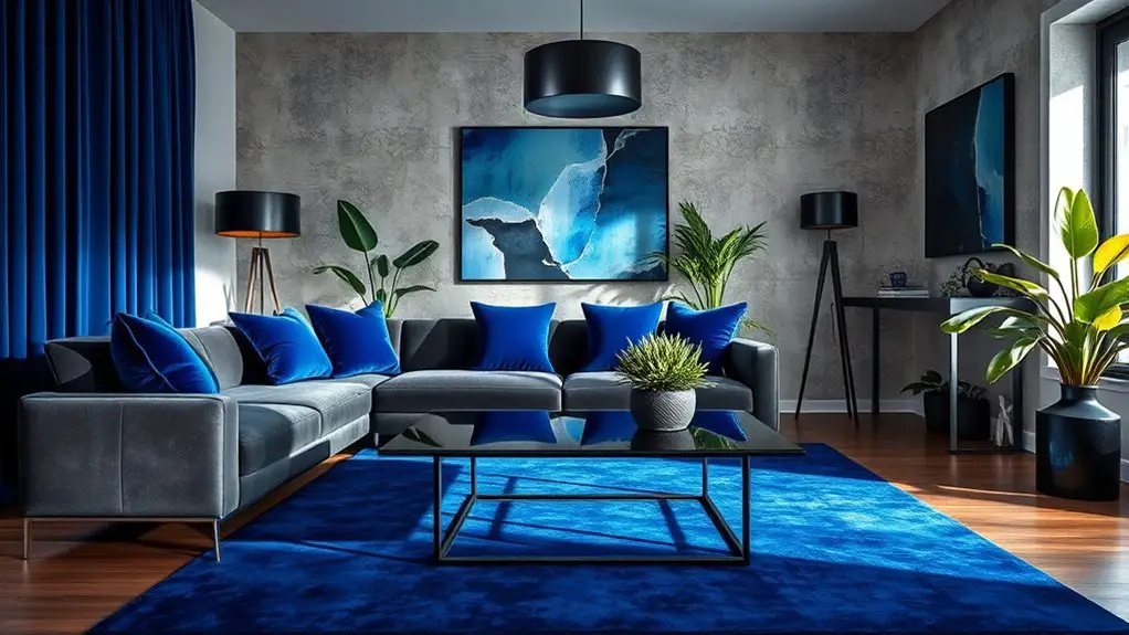 striking blue and black interiors