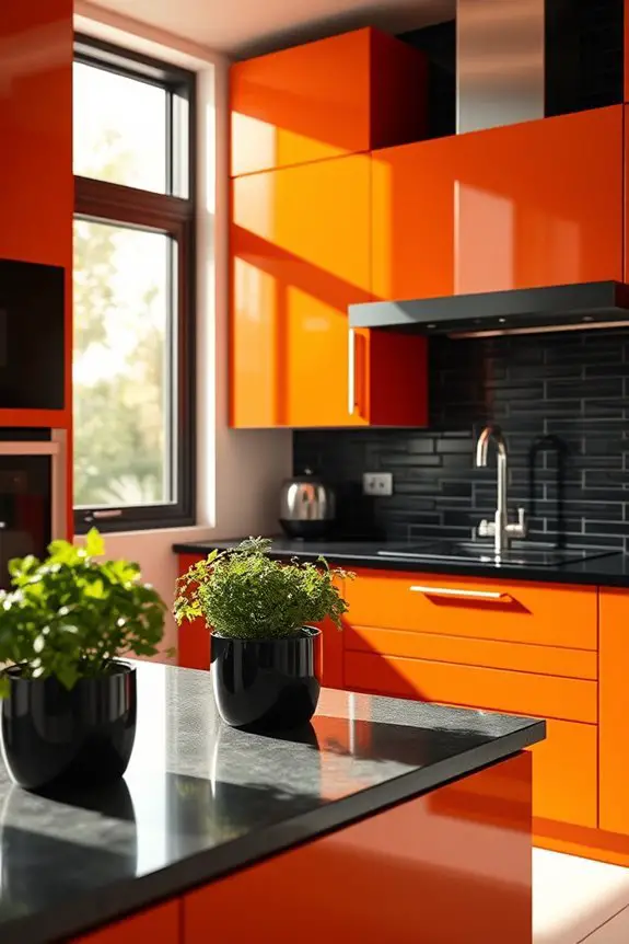 striking burnt orange kitchen