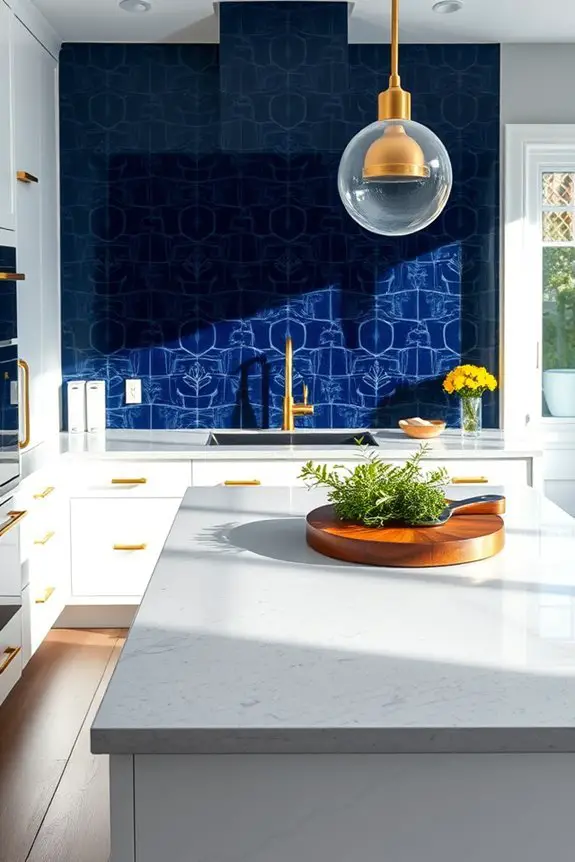 striking dark blue backsplash ideas