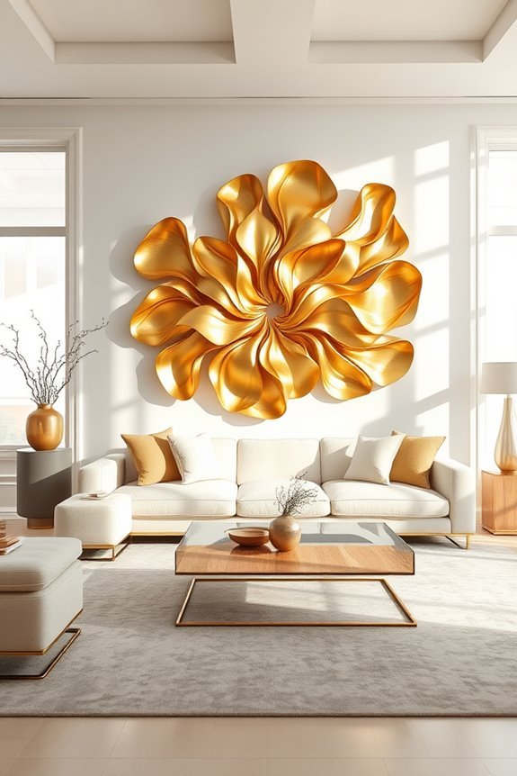 striking gold wall sculptures