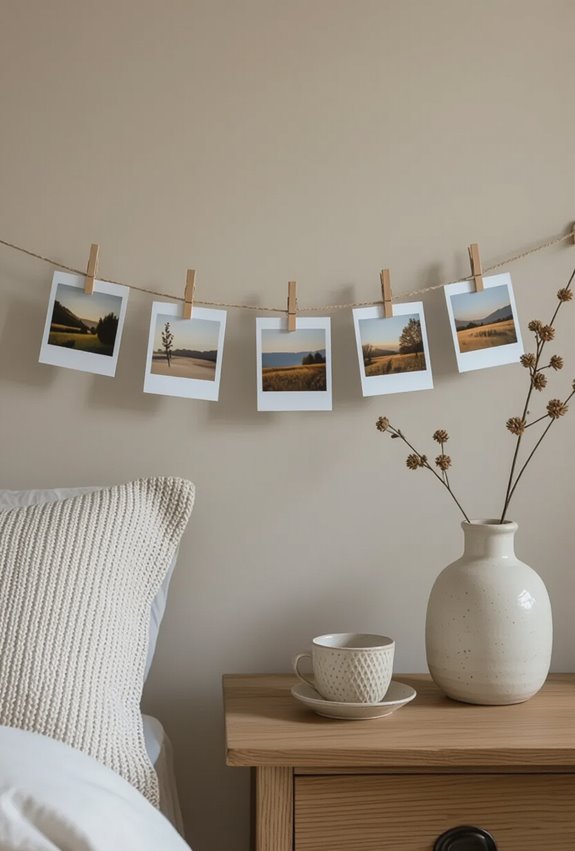 stringed clipped photo display