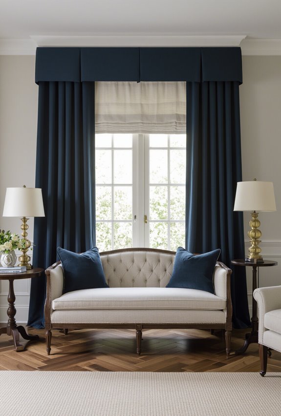 structured drapery with refined hardware