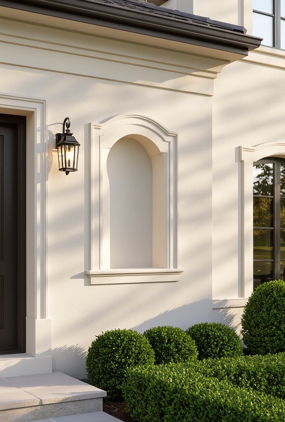stucco facade with molding