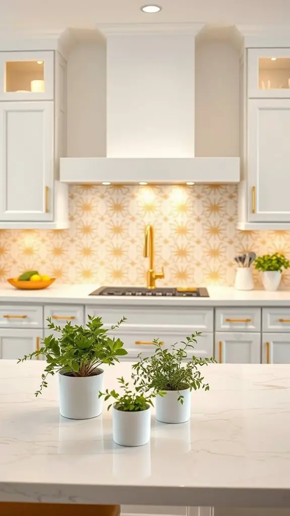 stunning white and gold backsplashes