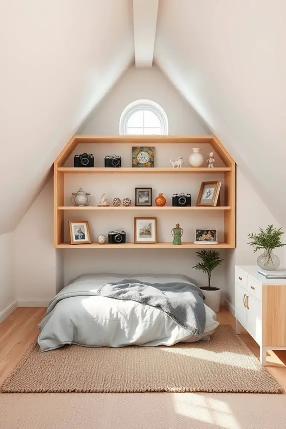 stylish attic display shelf