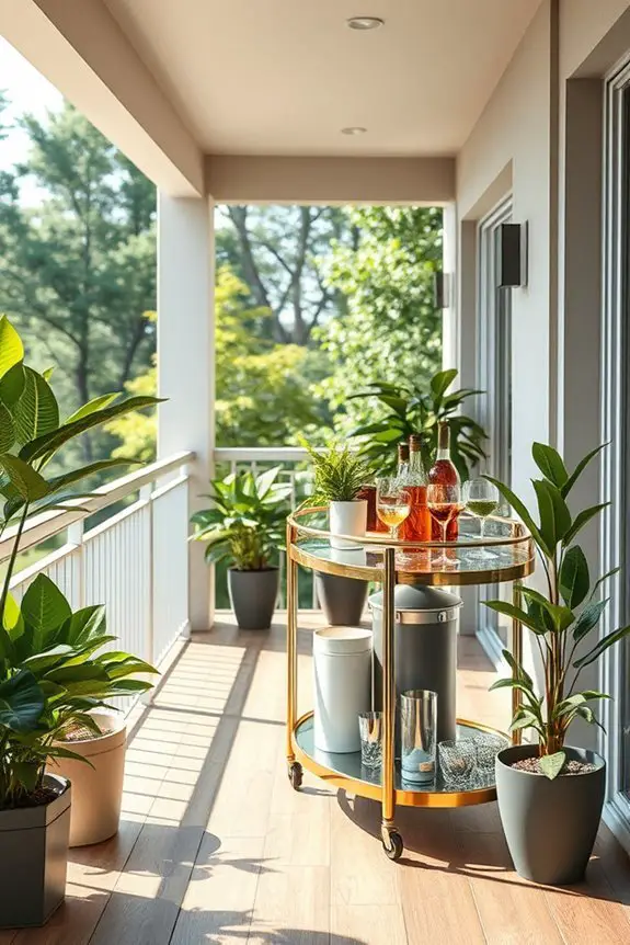 stylish balcony bar cart