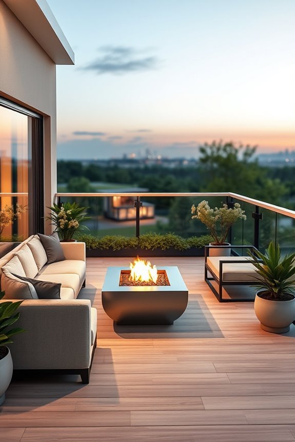 stylish balcony fire pit