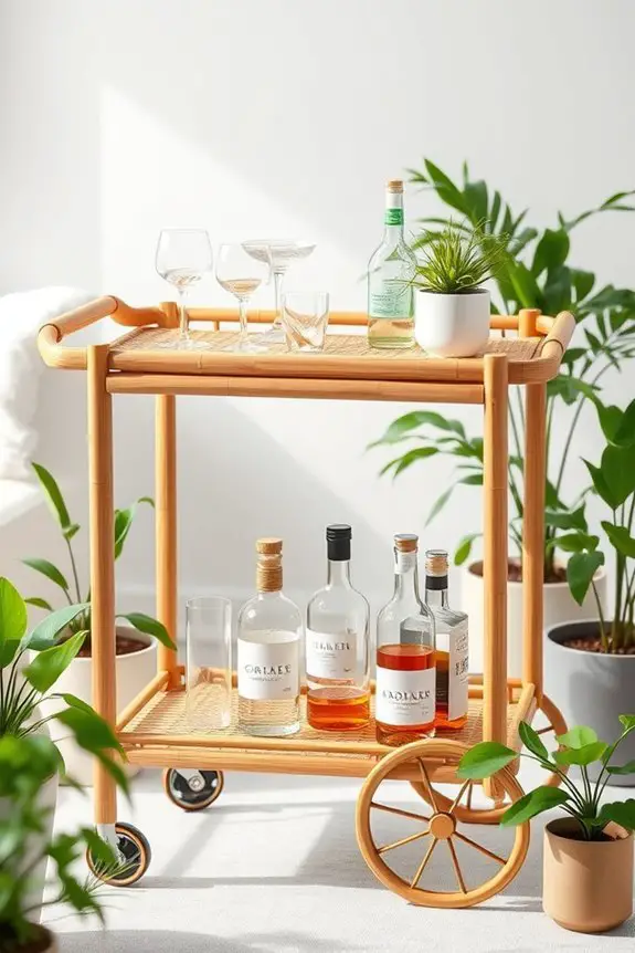 stylish bamboo bar cart