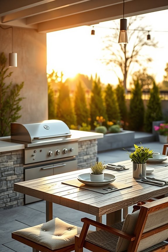 stylish barbecue outdoor setup
