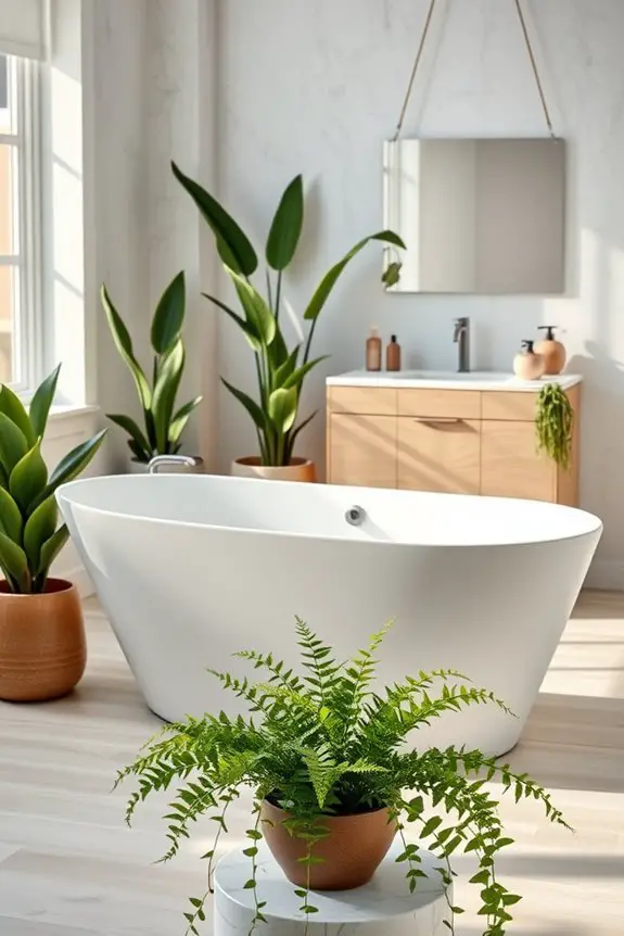 stylish bathroom plant arrangements