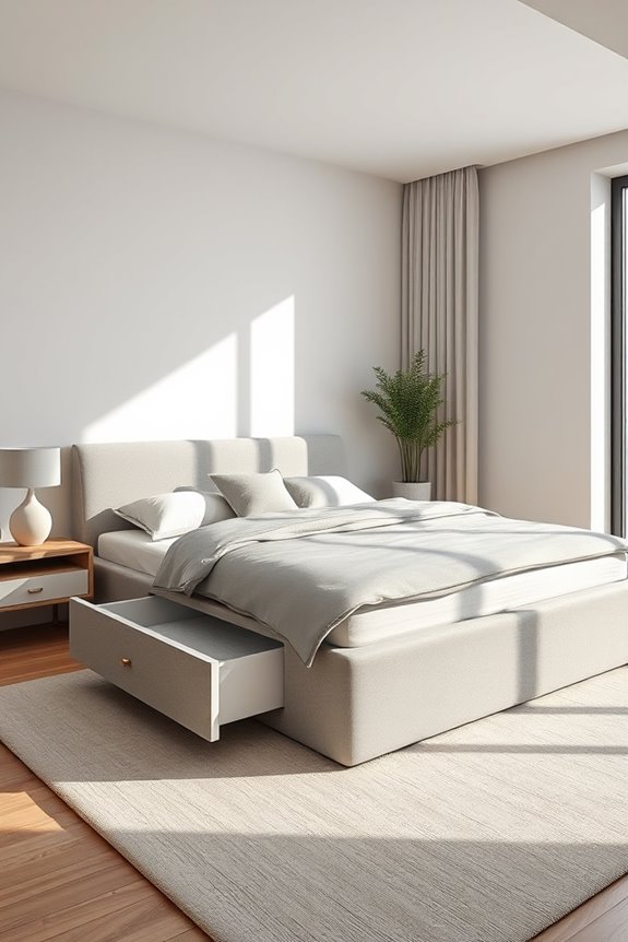 stylish bed with hidden safe