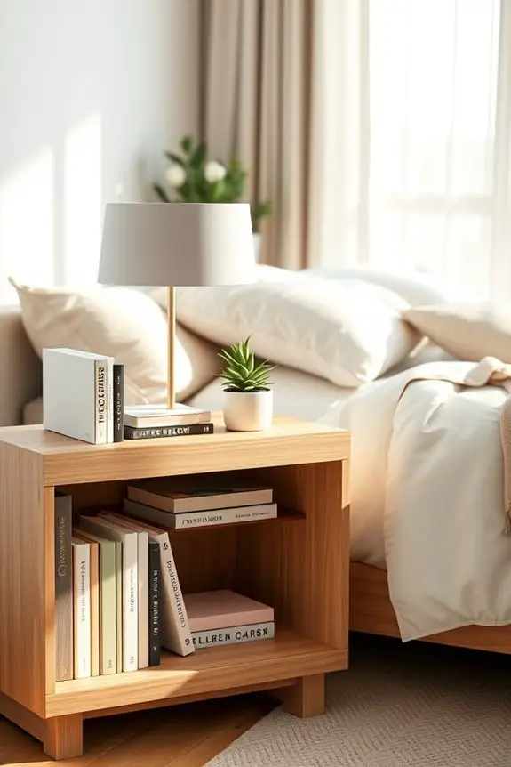 stylish bedside bookshelf design
