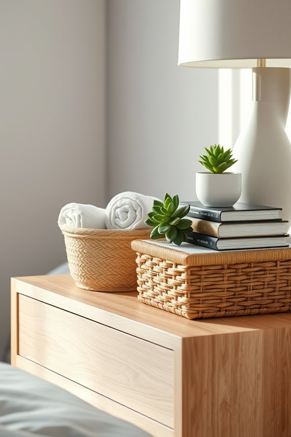 stylish bedside table organization