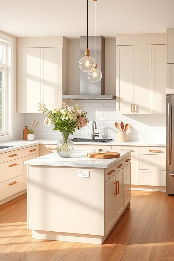 stylish beige kitchen lighting