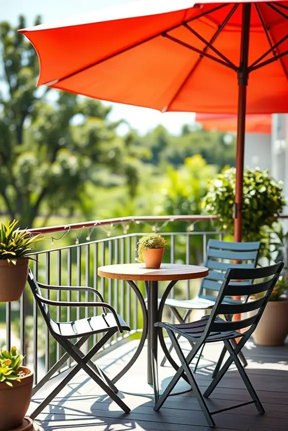 stylish bistro chairs umbrella
