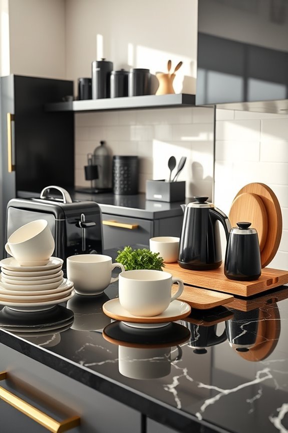 stylish black and cream accessories