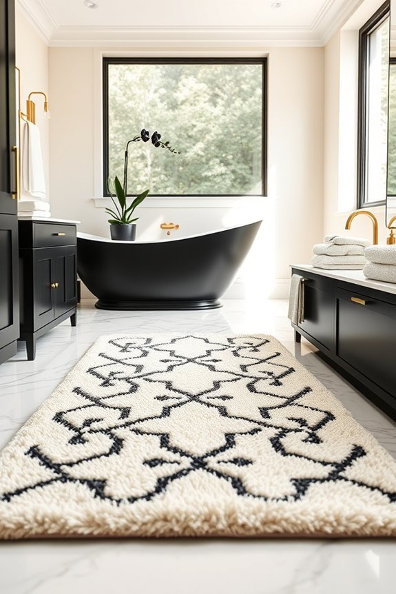 stylish black and cream bath mats