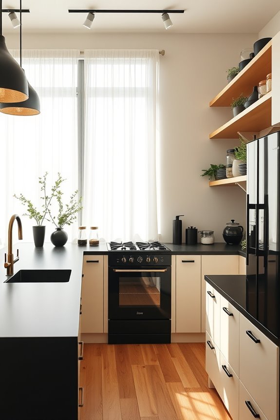 stylish black and cream shelving