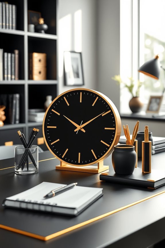 stylish black and gold clocks