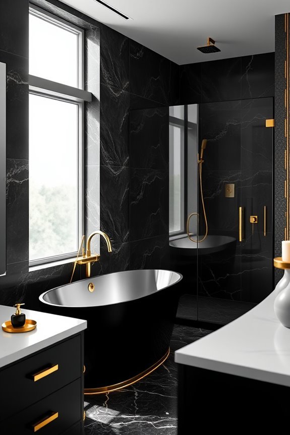 stylish black and gold fixtures