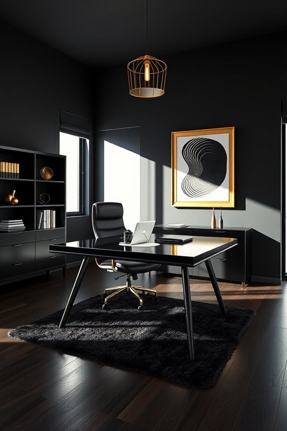 stylish black and gold interiors