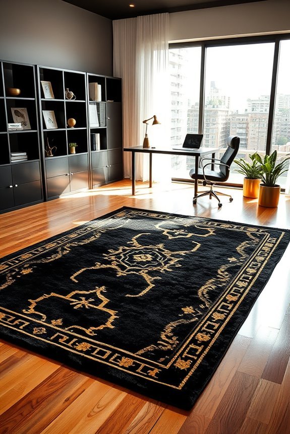 stylish black and gold rugs