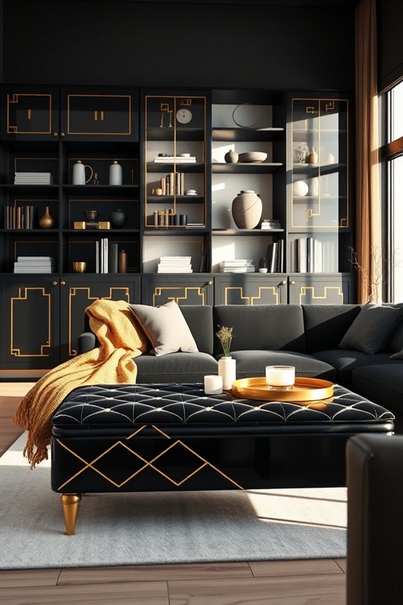 stylish black and gold storage