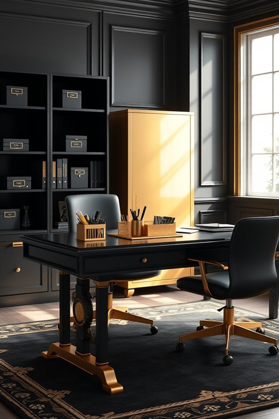 stylish black and gold storage