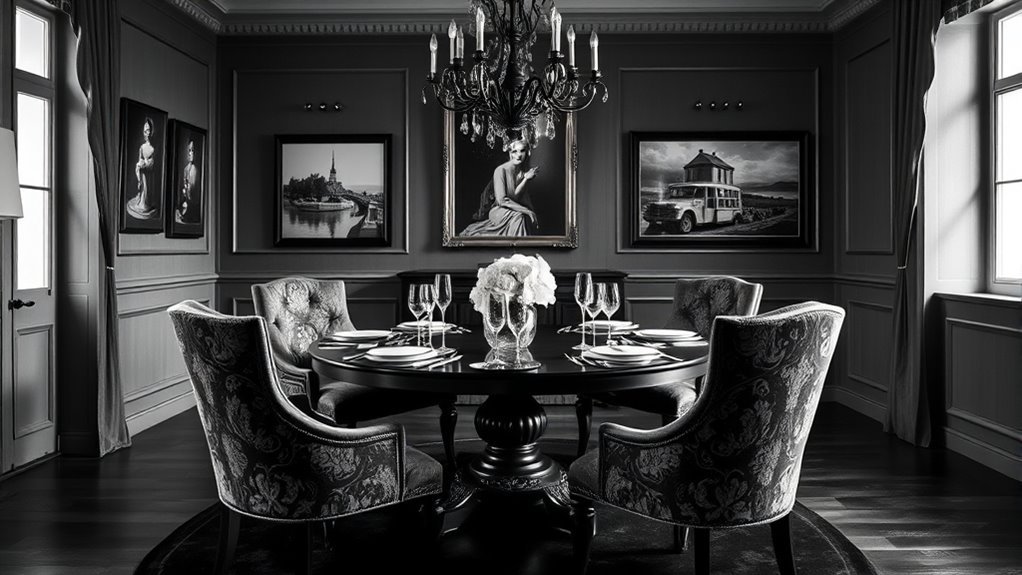 stylish black and white dining