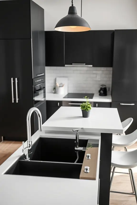 stylish black and white kitchen