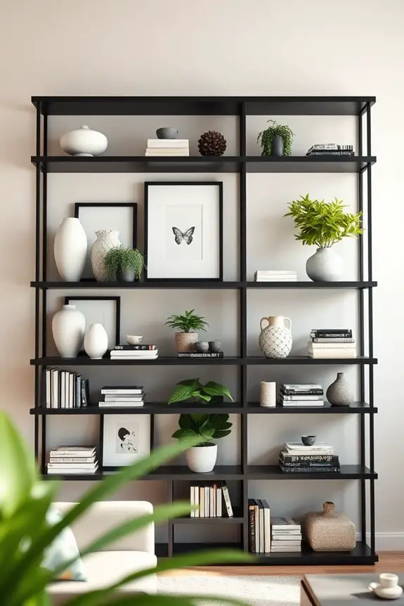 stylish black bookshelf accents