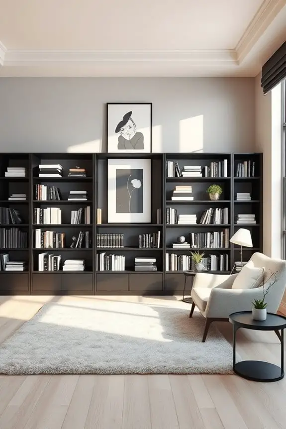 stylish black bookshelf decor