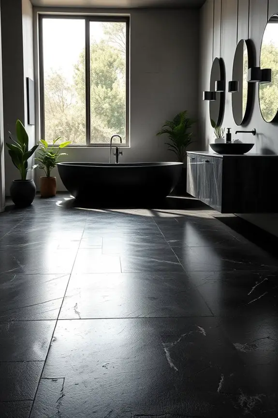 stylish black concrete flooring
