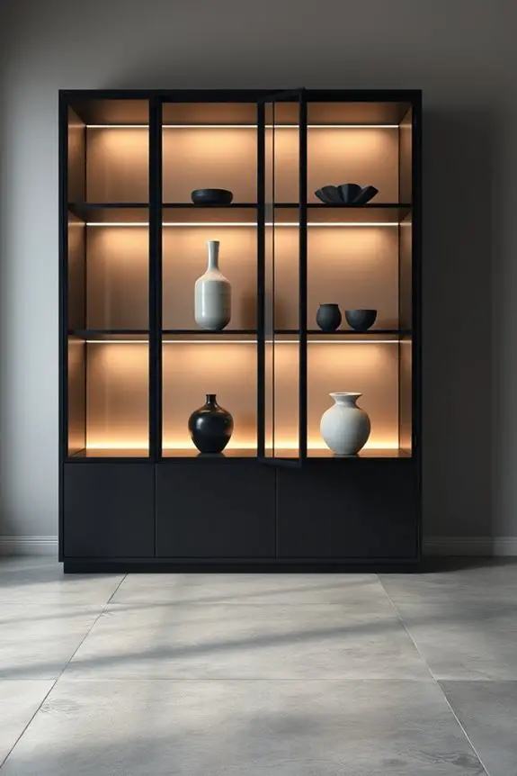 stylish black display cabinet