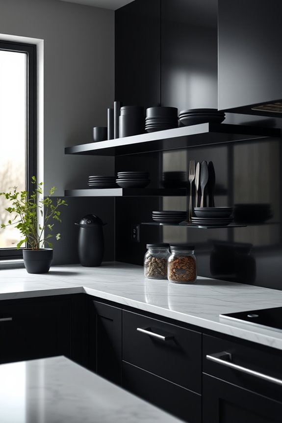 stylish black floating shelves