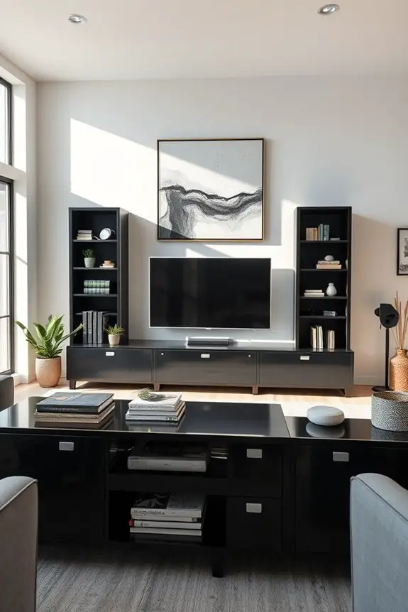 stylish black media units