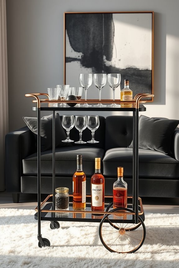 stylish black rose gold bar cart