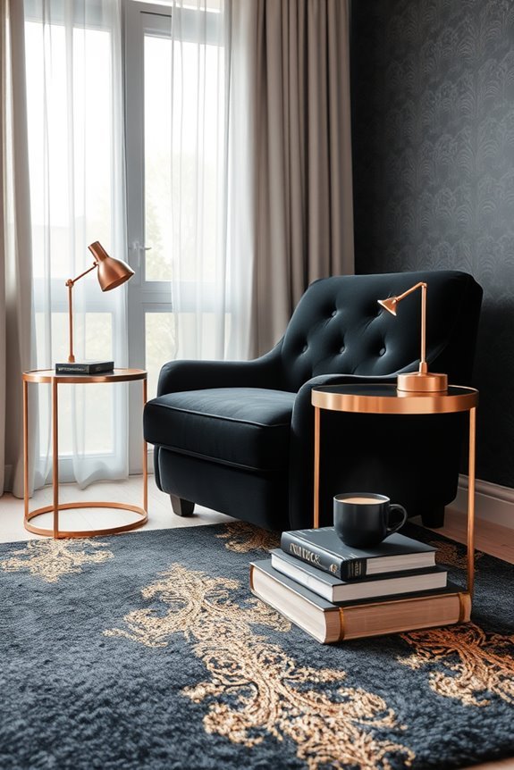 stylish black rose gold nook