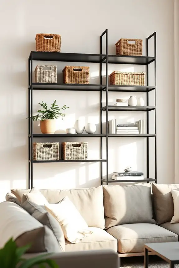 stylish black shelf organization