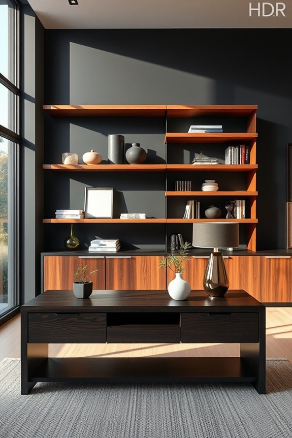 stylish black wood storage