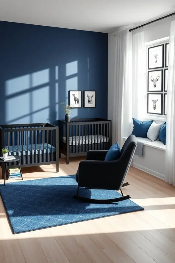 stylish blue and black nursery
