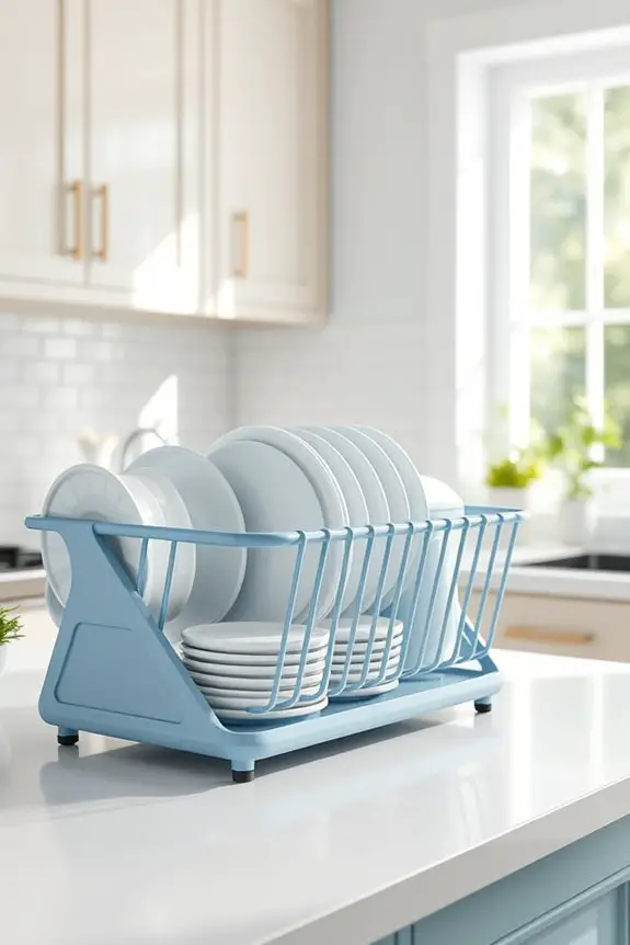 stylish blue dish rack