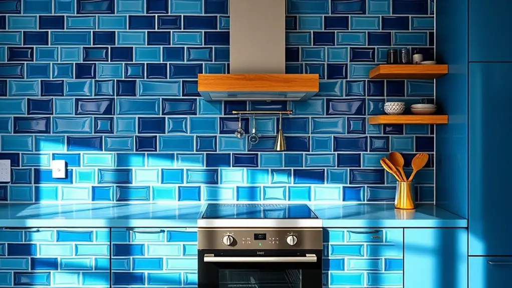 stylish blue kitchen tiles